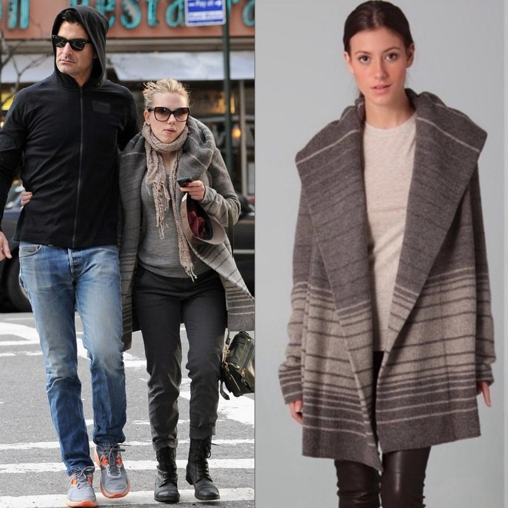 VINCE Sophie Striped Hooded Blanket  Cardigan as seen on Scarlet Johannson  XS